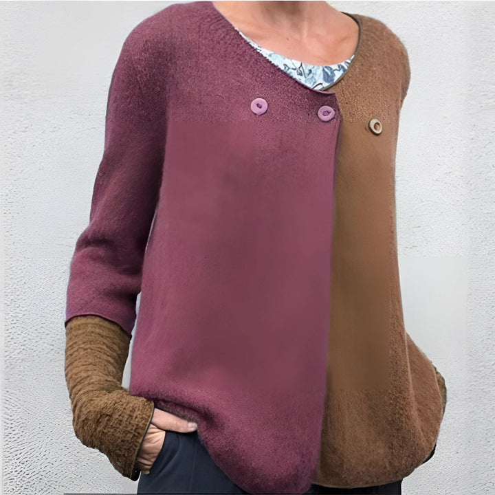 Levoire | Pull en tricot bicolore à manches longues Braun