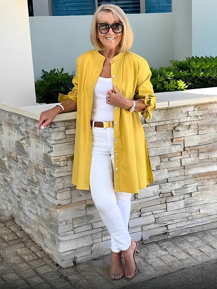 Levoire | Élégante Blouse Longue Pour Femmes Jaune