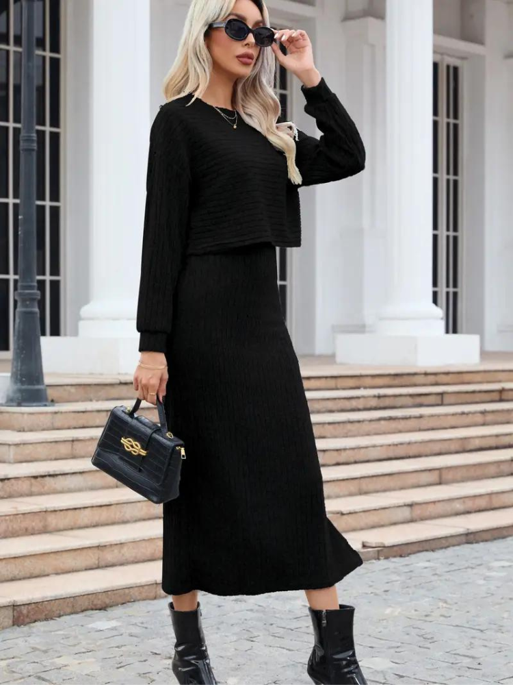 Levoire | Ensemble Parfait Robe Élégante & Pull Pour Femmes
