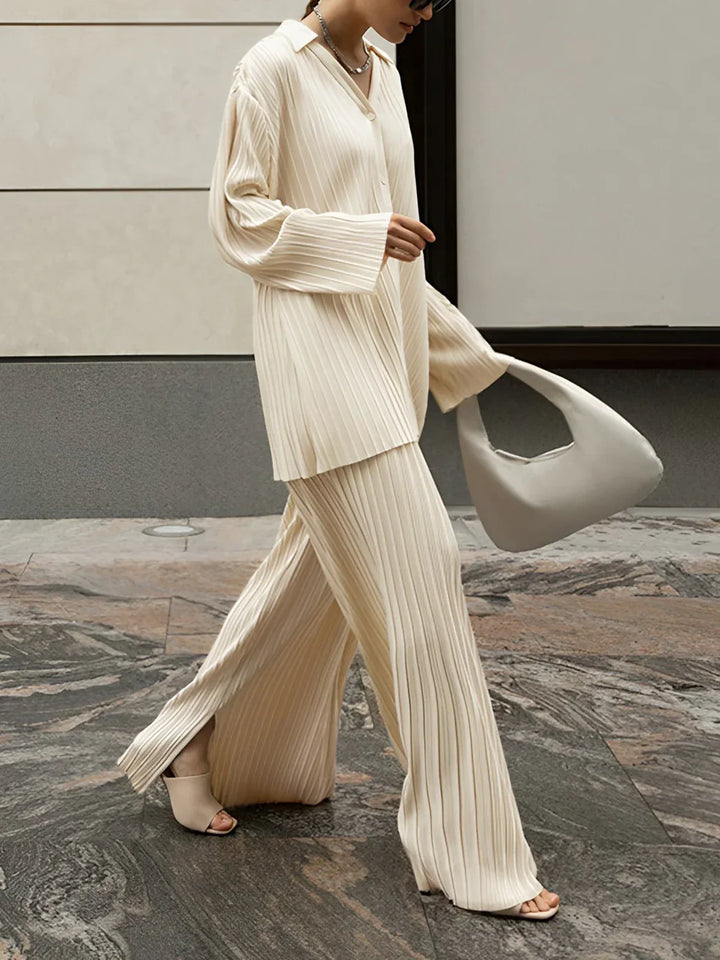 Levoire | Loisirs Pantalons Plissés Ensemble Deux Pièces Beige
