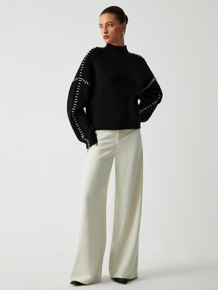 Levoire | Pull Col Roul Avec Détails En Piqu