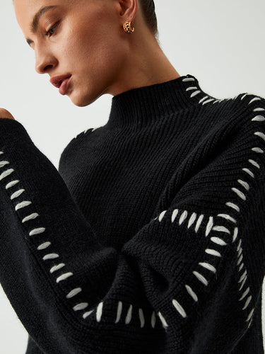 Levoire | Pull Col Roul Avec Détails En Piqu