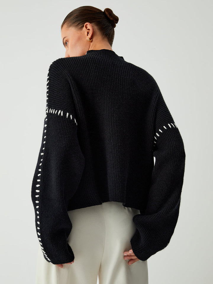 Levoire | Pull Col Roul Avec Détails En Piqu