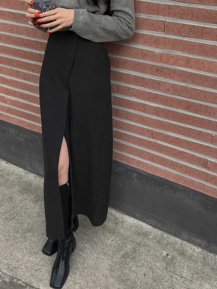 Levoire | Louer Jupe Maxi Stylée Fendue Noir