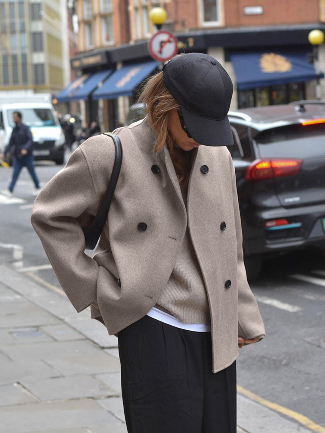 Levoire | Veste oversize à boutons avec manches longues et col montant