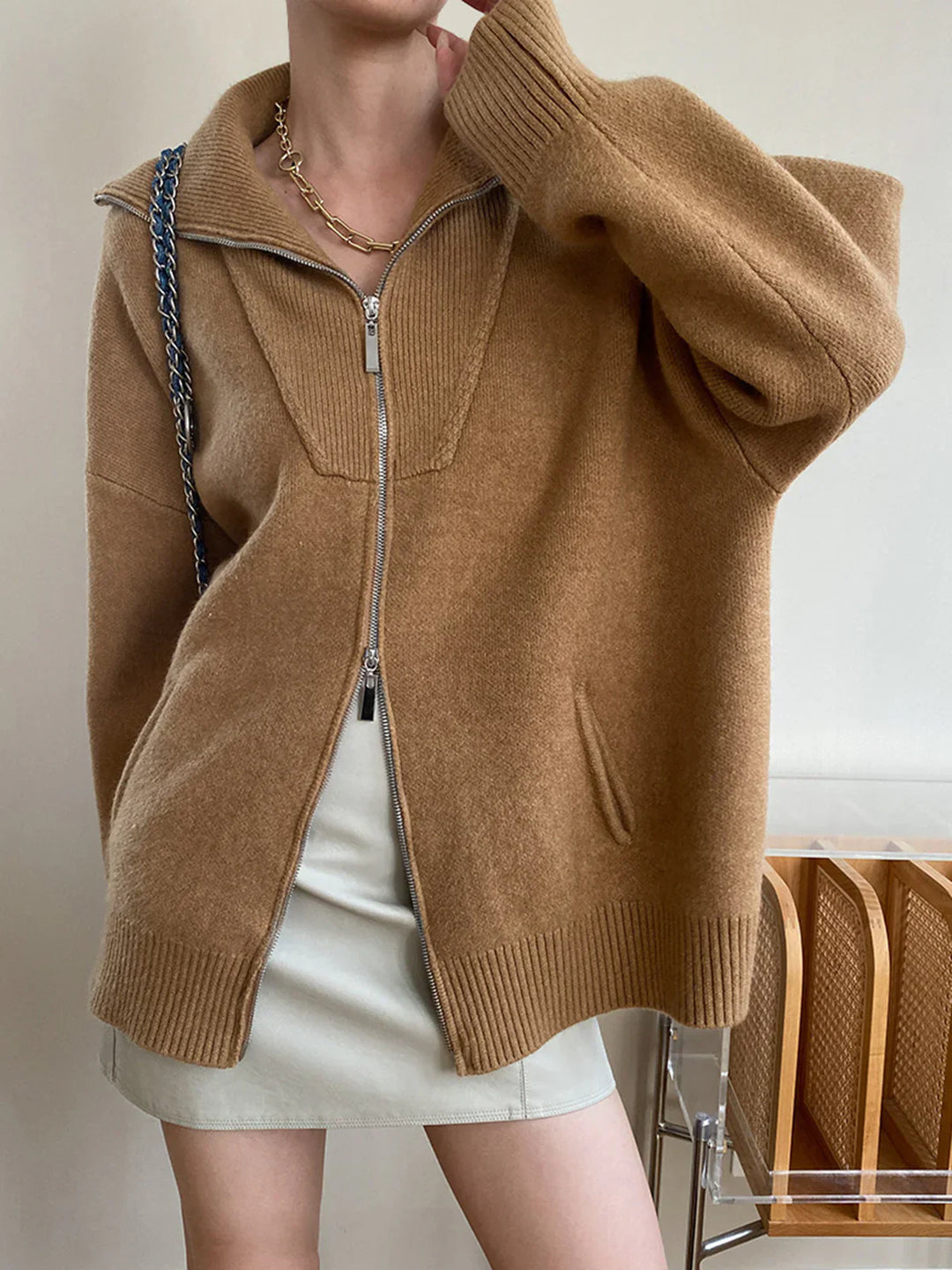Levoire | Cardigan À Col Ouvert Chameau Taille libre