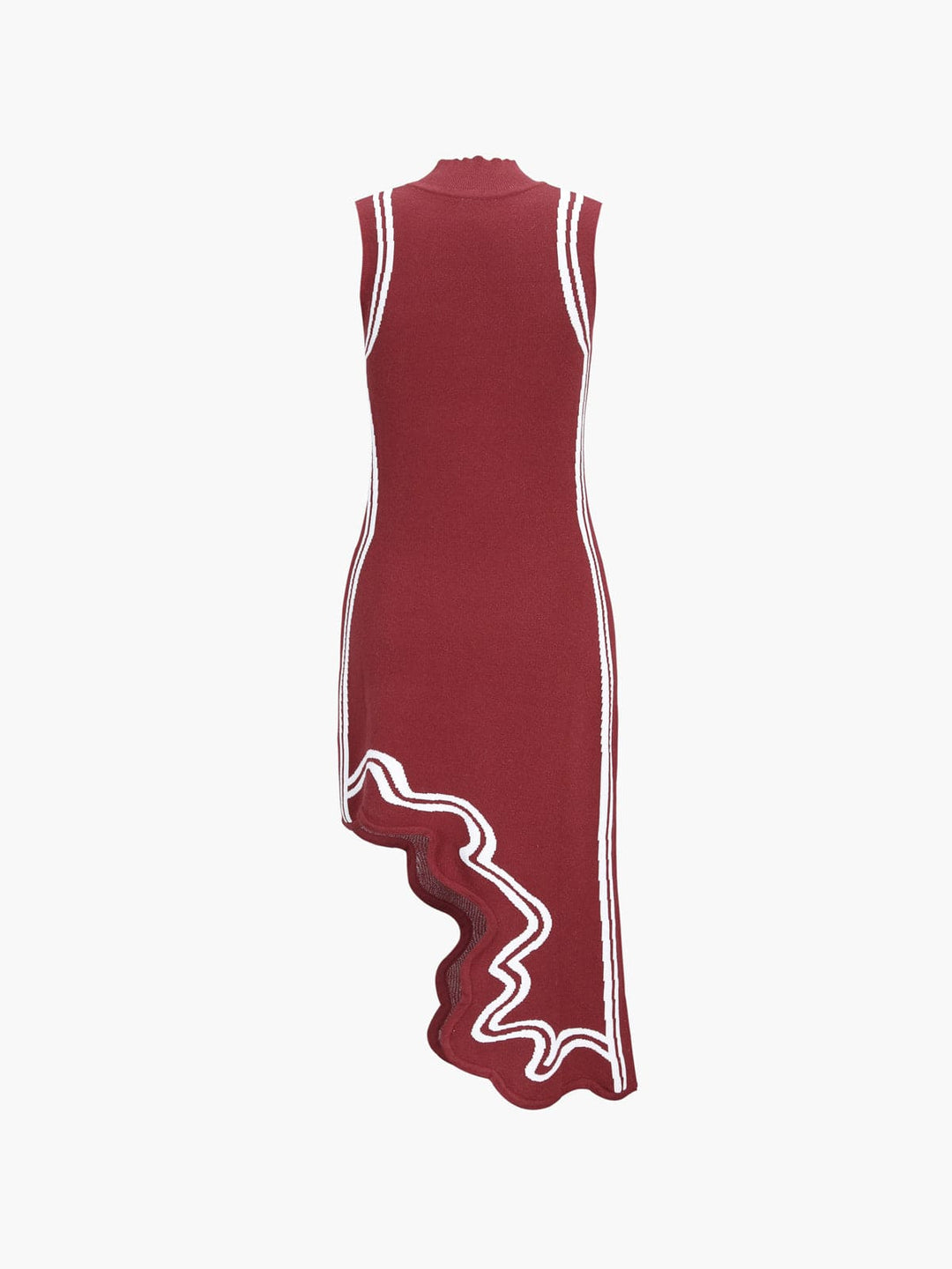Levoire | Robe Midi Tricot Avec Ourlet Contraste Asymétrique