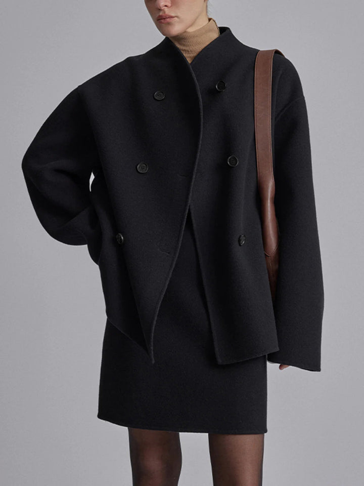 Avriane | Veste en laine courte avec double rangée de boutons mélange de laine moderne et chaude