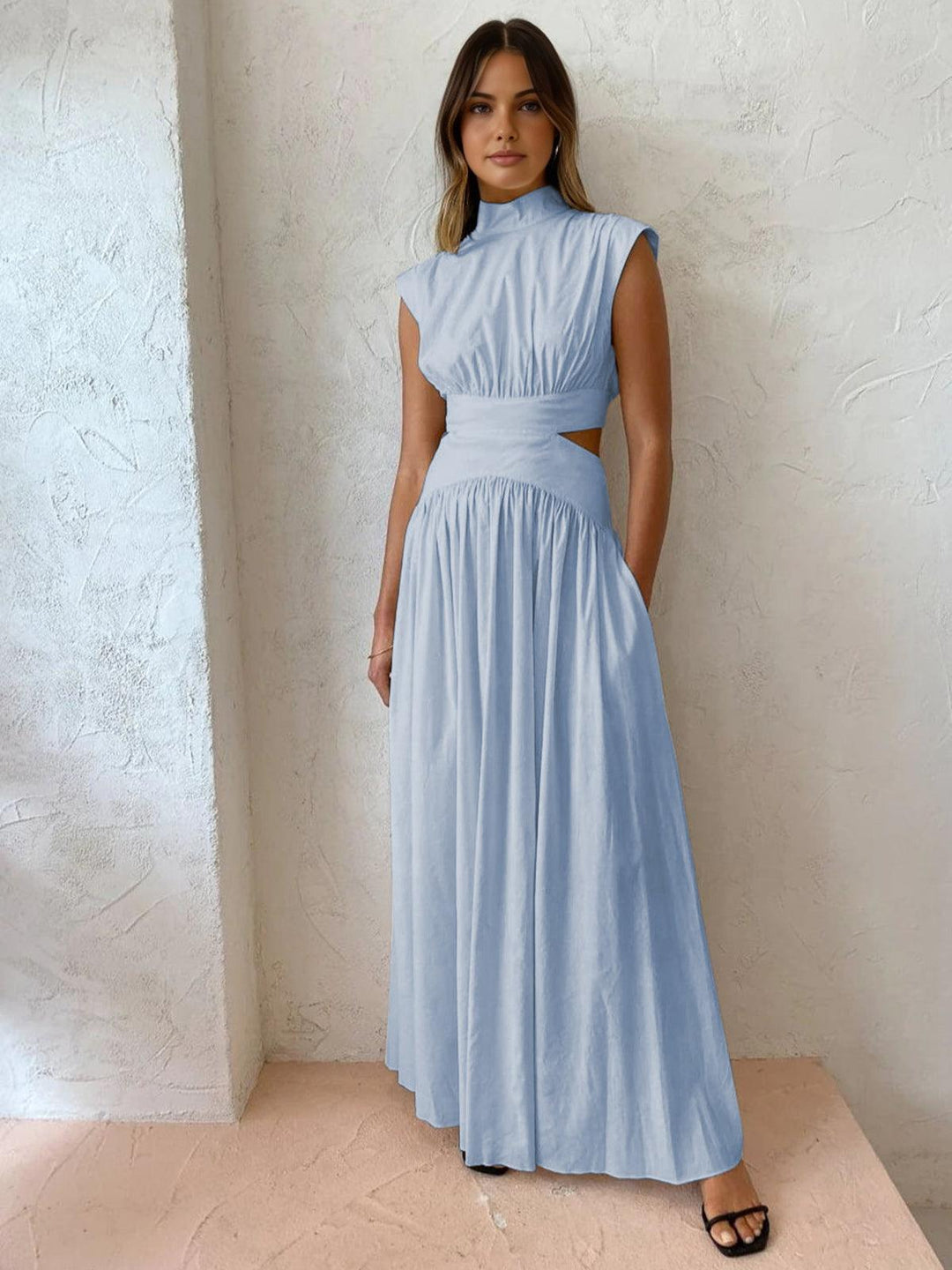 Levoire | Robe Maxi Avec Décolleté À La Taille Pour Femmes Bleu clair