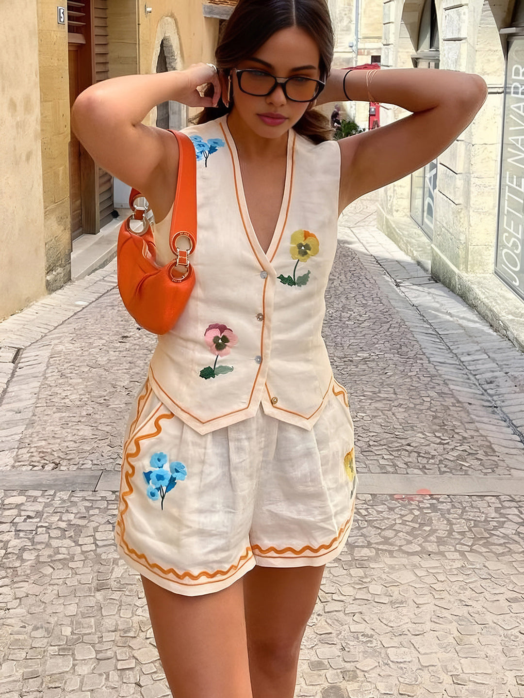 Levoire | Ensemble À Deux Pièces Avec Motif Floral Beige