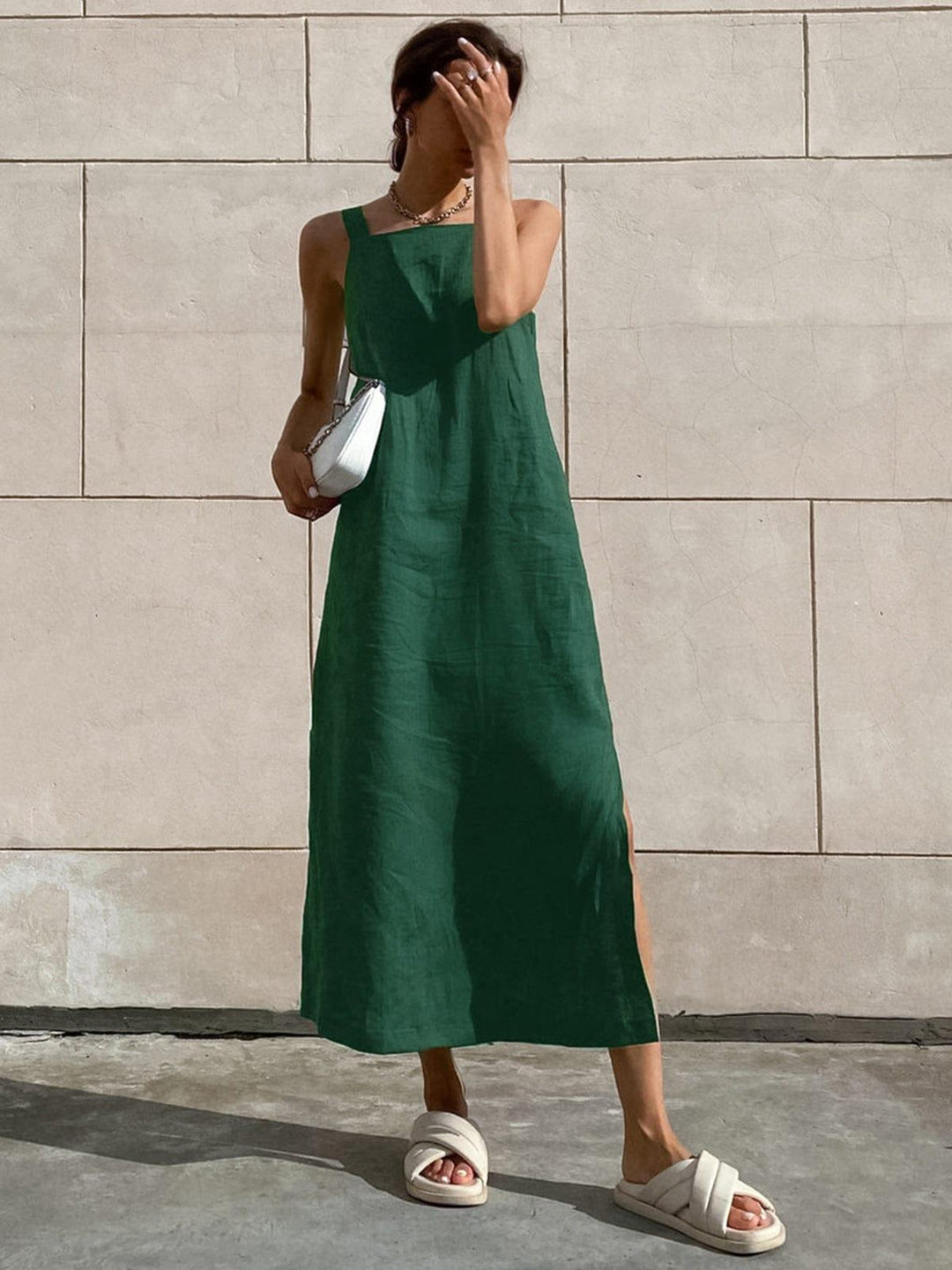 Levoire | Robe Maxi Décontractée En Coton Pour Femmes Vert