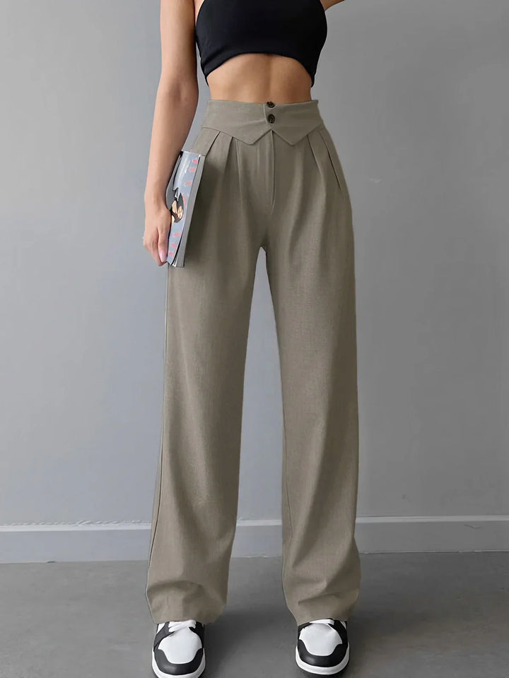 Levoire | Pantalon Droit Taille Plissée Gris