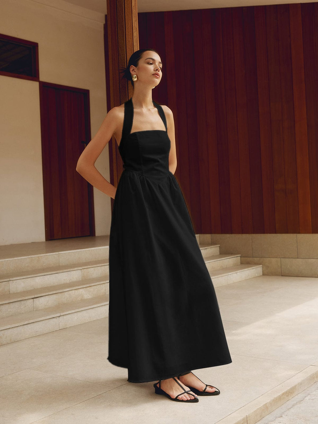 Levoire | Robe Maxi Pour Femmes Tenue D'Été Lumineuse Sans Bretelles Noir