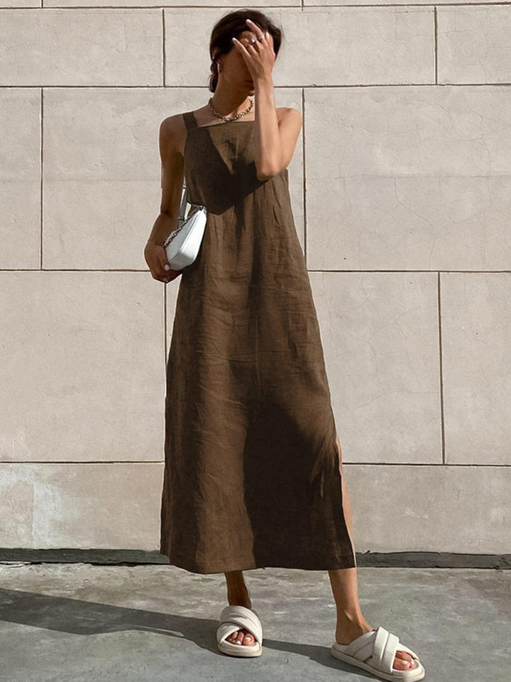Levoire | Robe Maxi Décontractée En Coton Pour Femmes Marron foncé