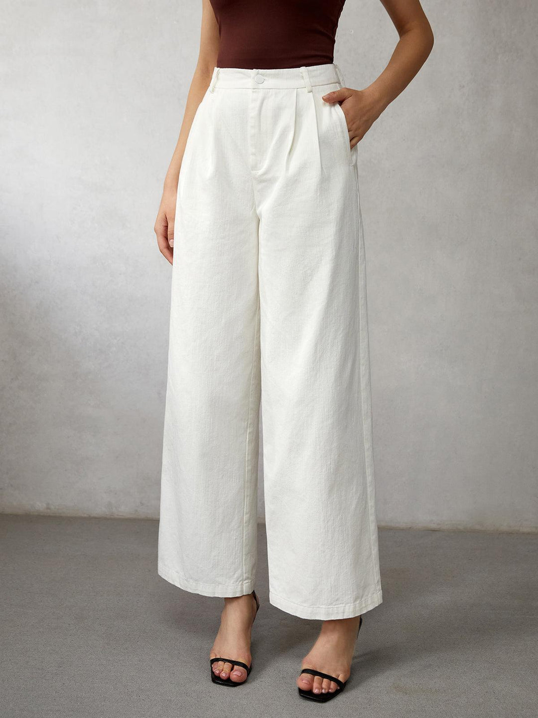 Levoire | Pantalon En Jean Large Ajusté Au Corps Pour Femmes Style Élégant Et Décontracté Blanc