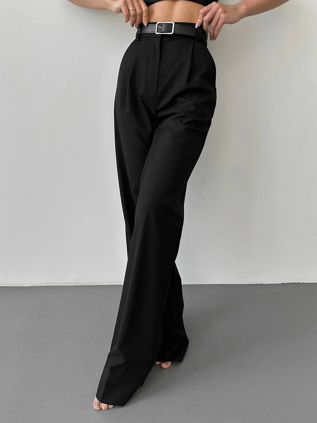 Levoire | Taille Haute Pantalons Larges Noirs