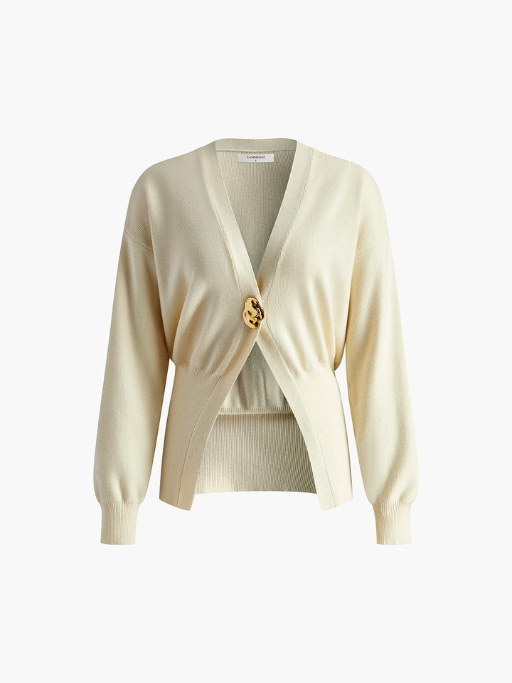 Levoire | Gilet Uni Avec Boutonnière Dorée Pour Femmes Couleur crème