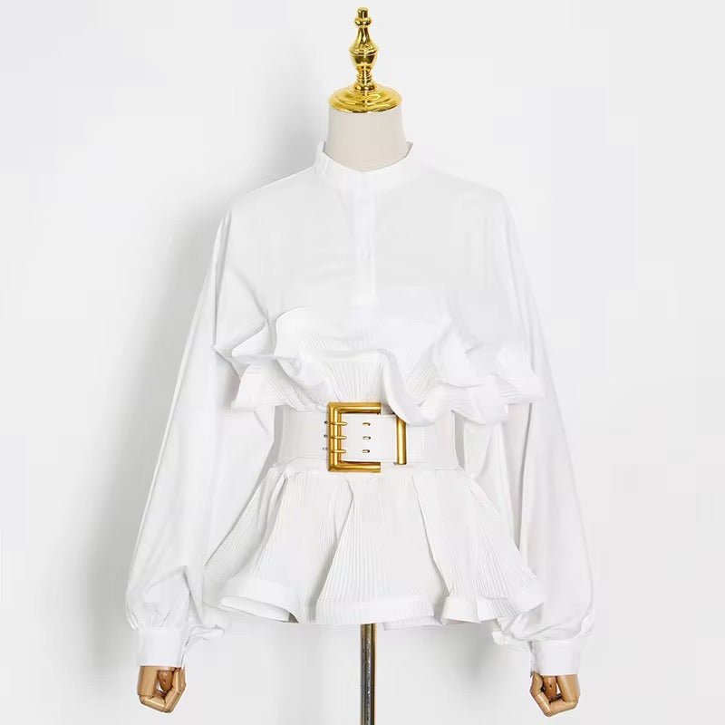 Levoire | Chemisier Blanc Avec Volants Blanc