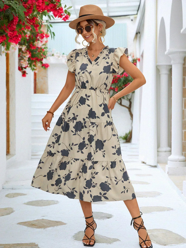 Levoire | Robe d'été élégante avec imprimé Beige