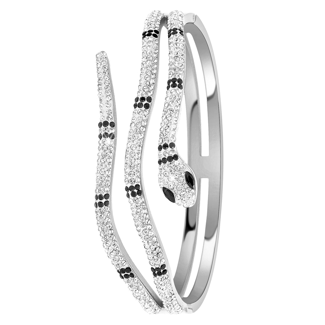 Levoire | serpent en acier Rhodié argenté orné de Cristaux de Bohème - Livraison offerte