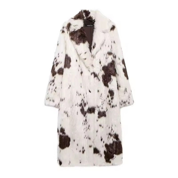 Levoire | Manteau En Fourrure Synthétique Plus Long En Design De Vache