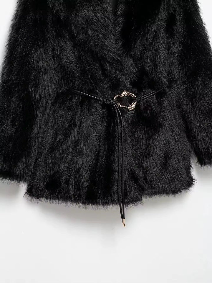 Levoire | Manteau En Fausse Fourrure Luxueux Avec Ceinture