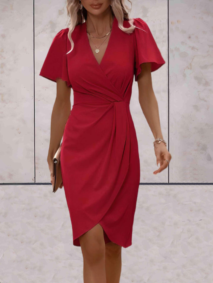 Levoire | Robe Portefeuille Classique Avec Décolleté En V Rot