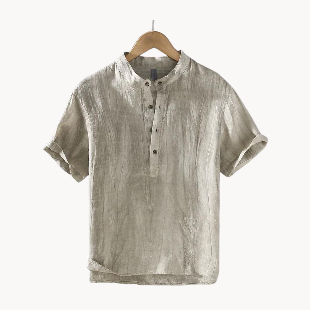Levoire | T-shirt Classique Élégant Sans Col Kaki