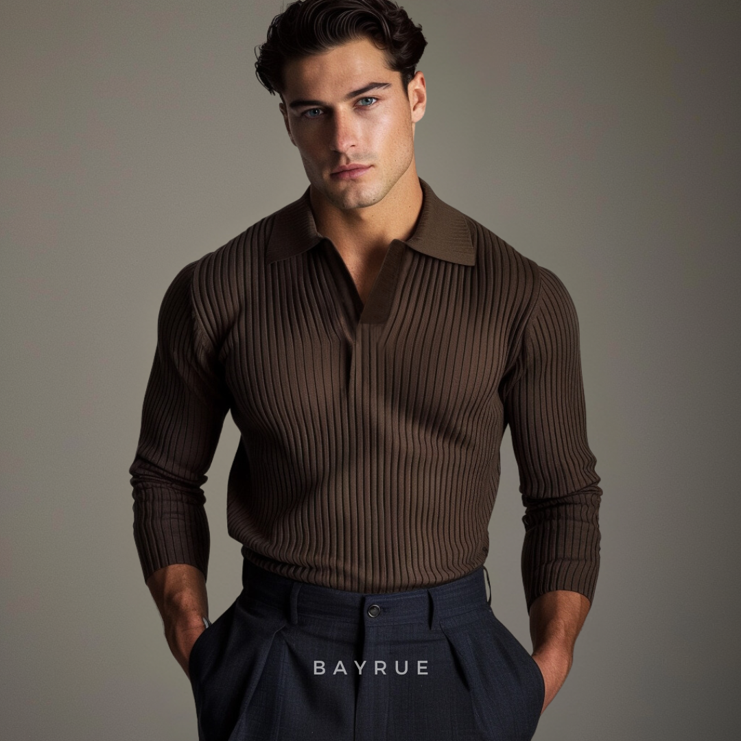 Levoire | Chemise À Col Ouvert Manches Longues Style De Transition Intemporel Braun