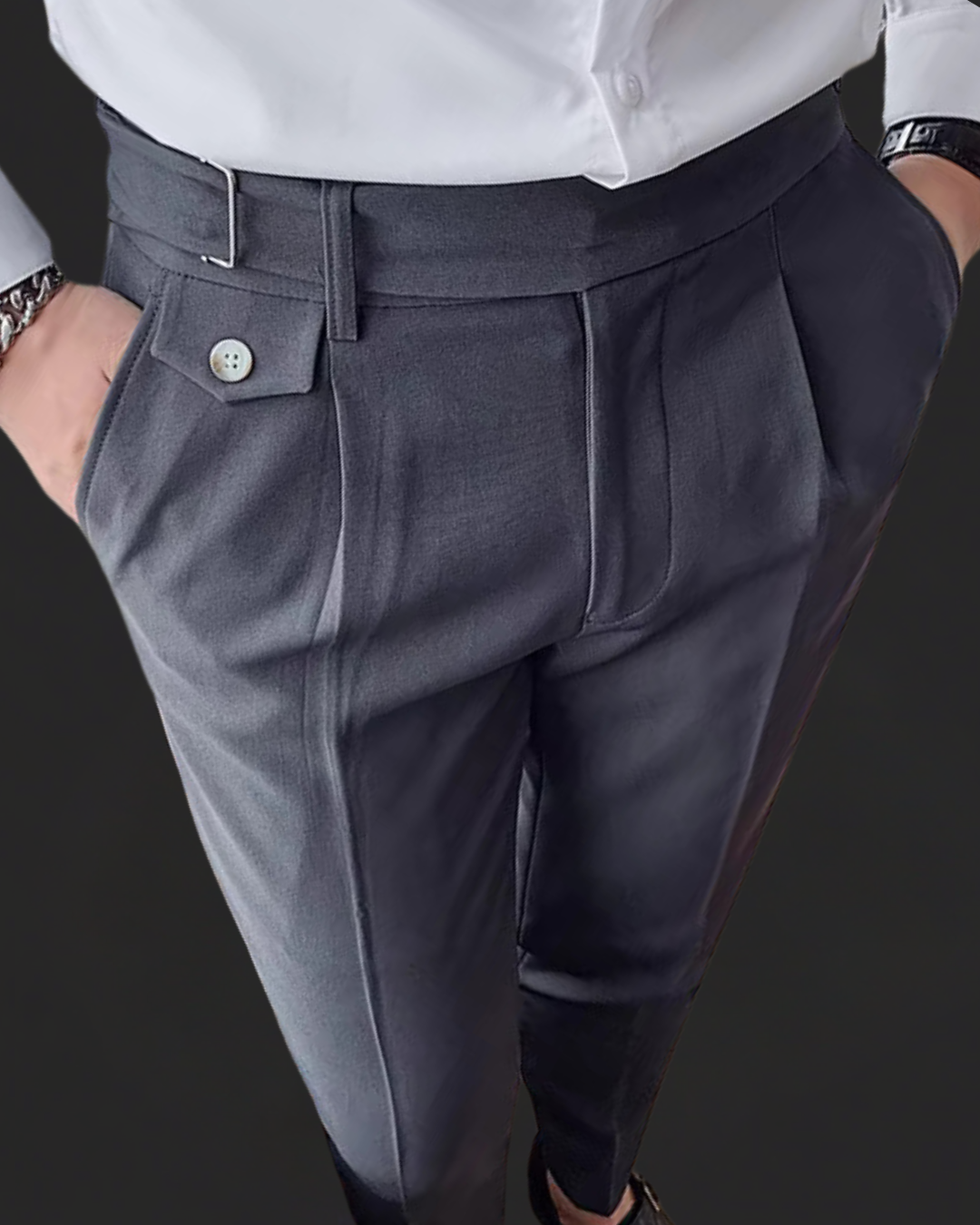 Levoire | Pantalons Élégants Récolte De Vin Style Britannique Et Coupe Confortable Gris