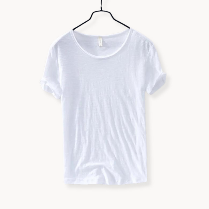 Levoire | Chemise En Coton Manches Courtes Col Rond Élégance Quotidienne Blanc