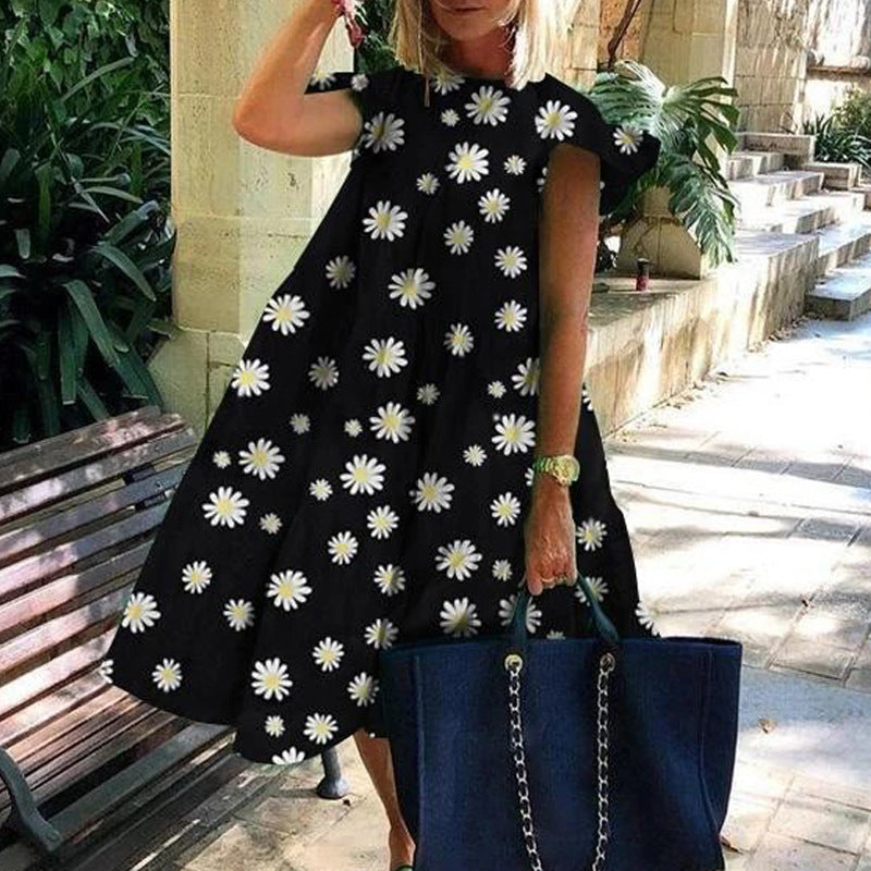 Levoire | Robe D'Été Mignonne Et Confortable Fleurs noires