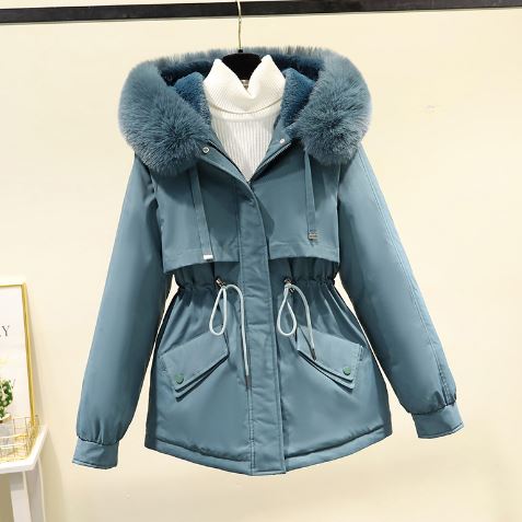Levoire | Manteau d'hiver avec col fourrure Bleu foncé