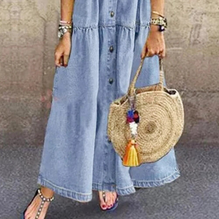 Levoire | Robe En Denim Avec Volants
