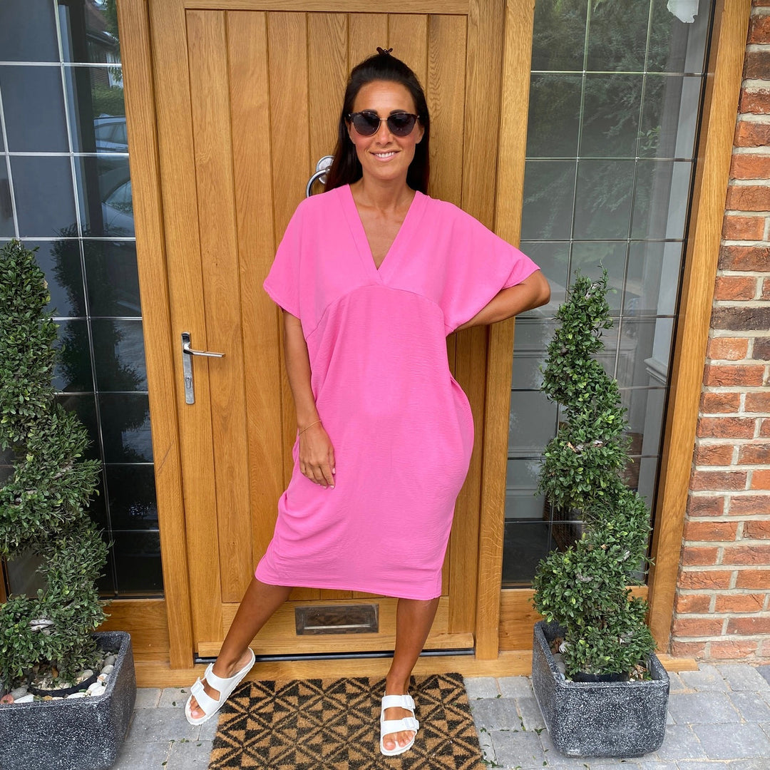 Levoire | Robe Midi Avec Décolleté En V Rosa