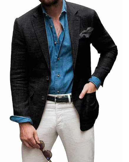 Levoire | Veste En Lin Pour Hommes Noir