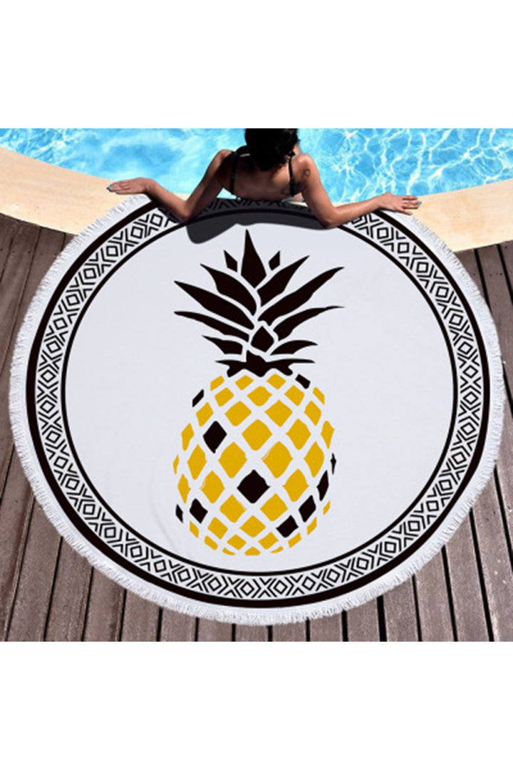 Levoire | Serviette de plage imprimée Tapis de pique-nique Camping serviette ronde Multicolore Taille unique