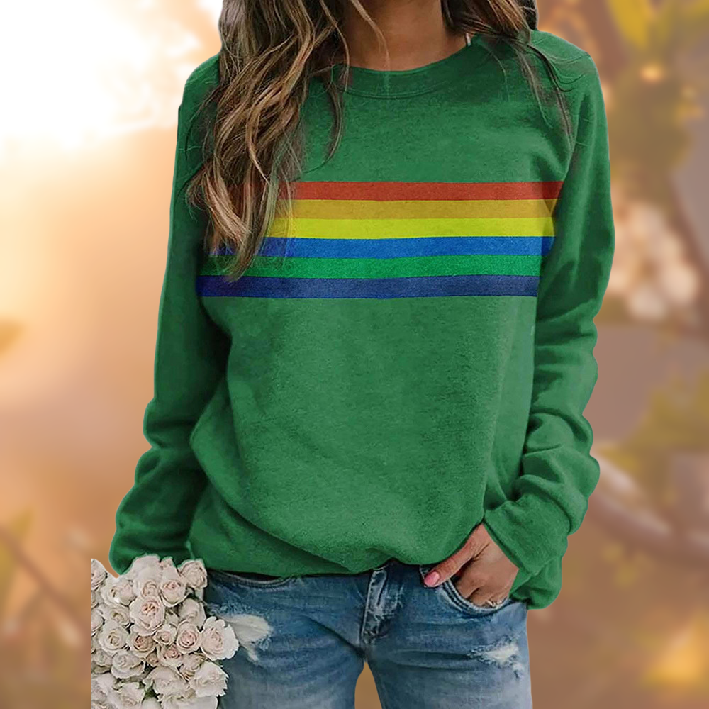 Levoire | Pull À Manches Longues Rétro Coloré Pour Femmes Vert