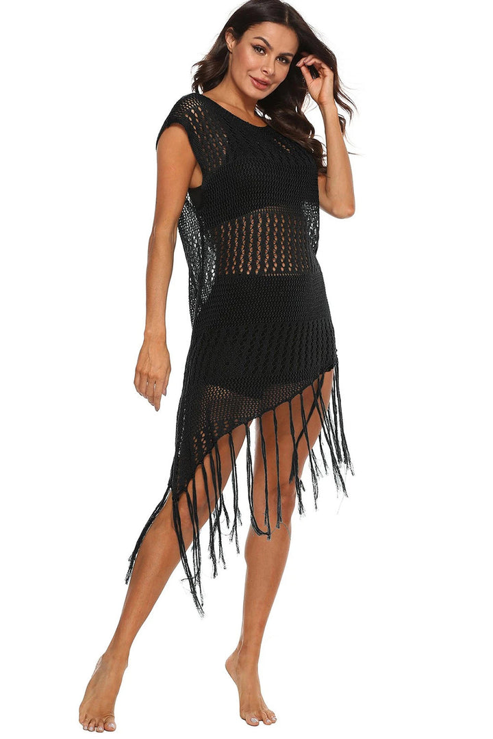 Levoire | Robe à franges en crochet Noir