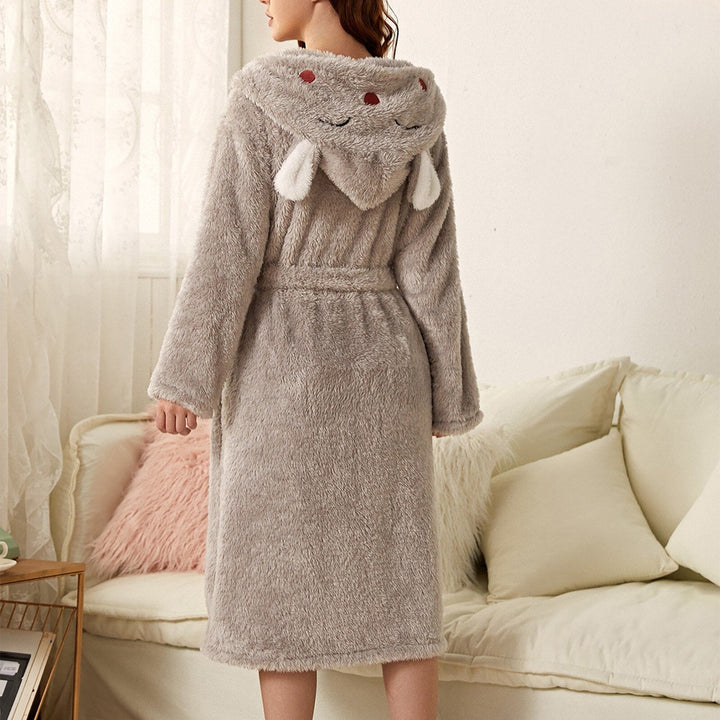Levoire | Peignoir En Polaire À Capuche Pour Femme Gris - Lièvre