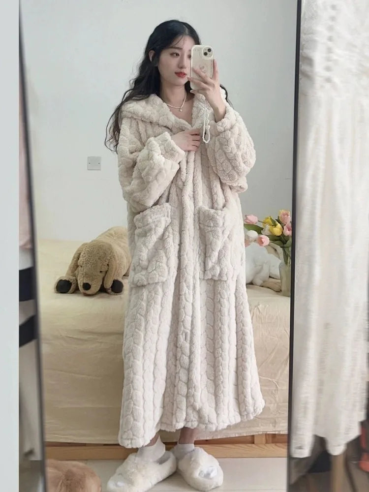 Levoire | Peignoir En Molleton À Capuche Peignoir Long Femme