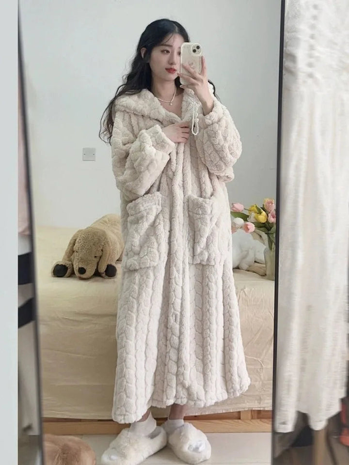 Levoire | Peignoir En Molleton À Capuche Peignoir Long Femme