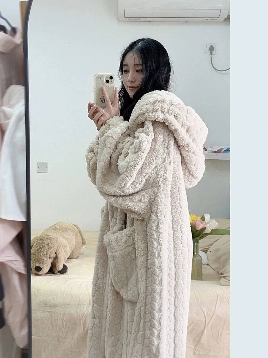 Levoire | Peignoir En Molleton À Capuche Peignoir Long Femme