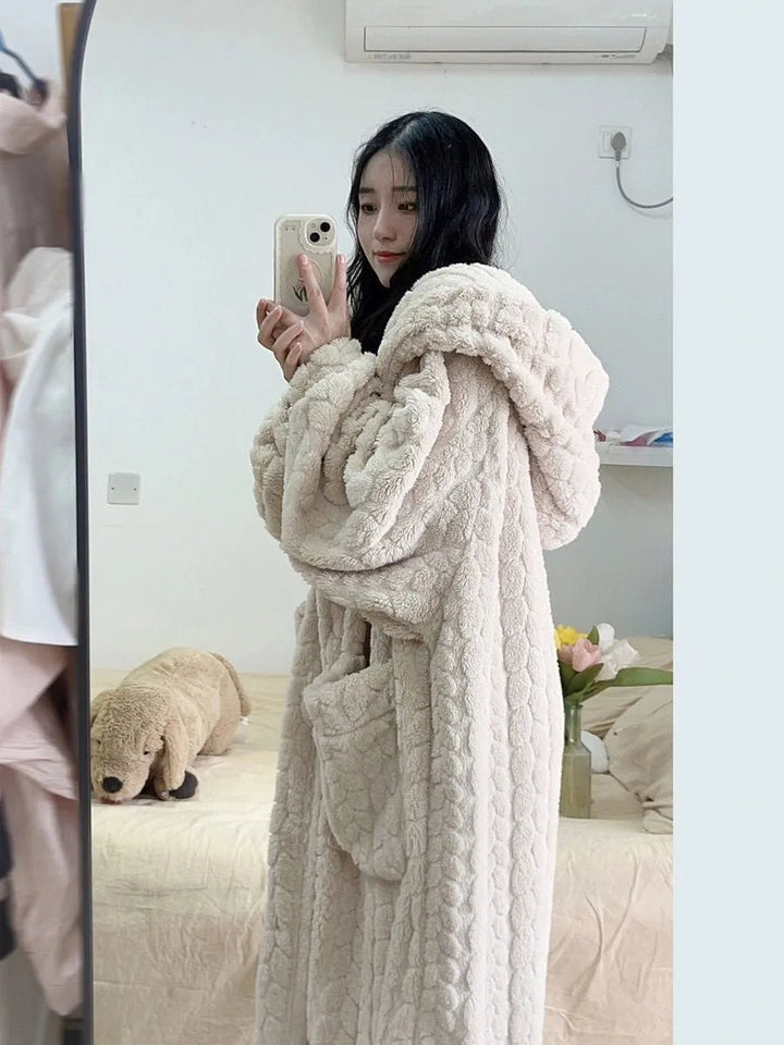 Levoire | Peignoir En Molleton À Capuche Peignoir Long Femme
