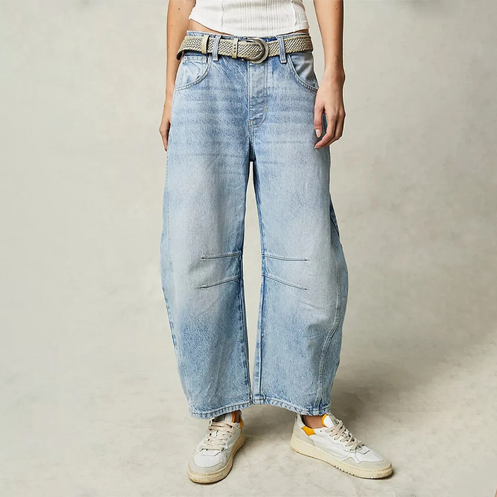Levoire | Taille Basse Coupe Décontractée Jeans Bas Pour Femmes Bleu clair