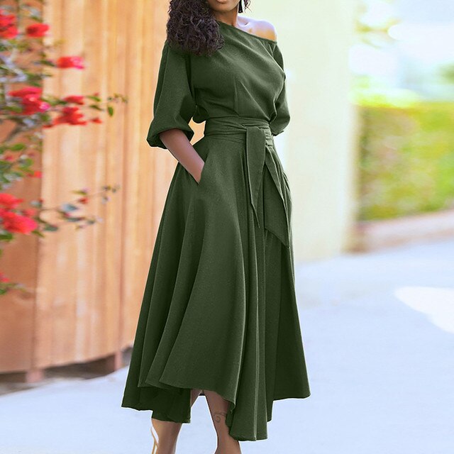 Levoire | Robe chic élégante avec manches mi-longues Vert