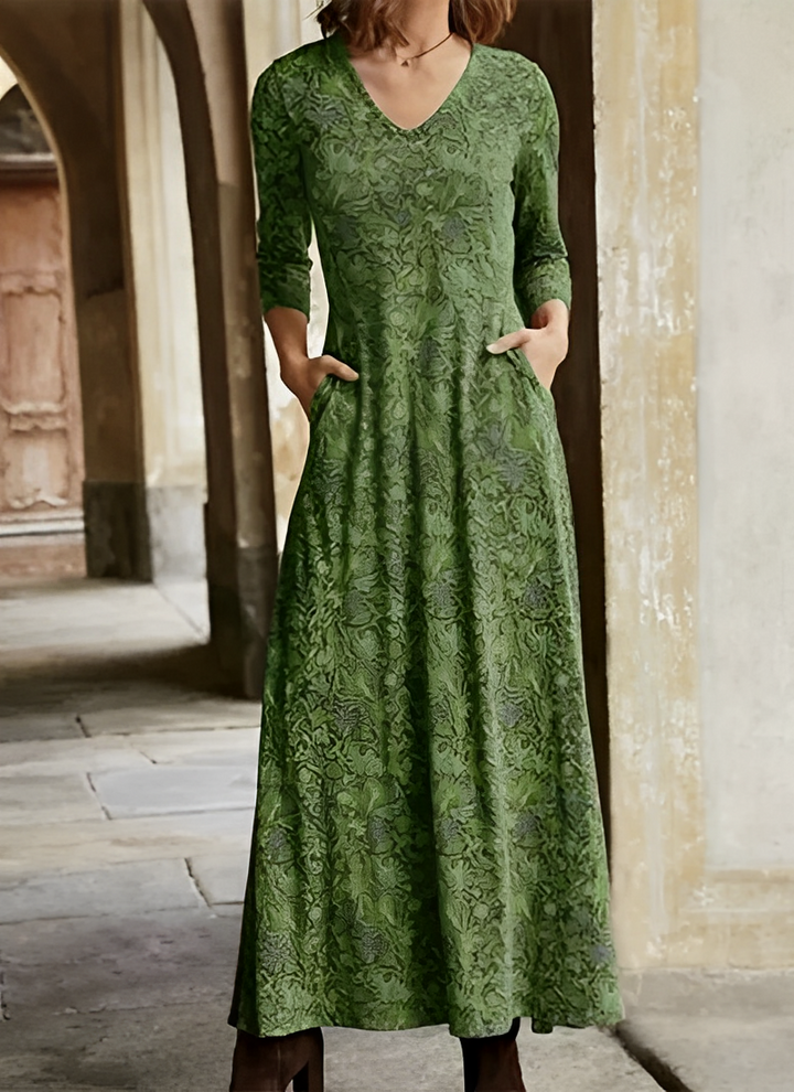 Levoire | Robe Maxi À Manches Longues Pour Femmes Vert