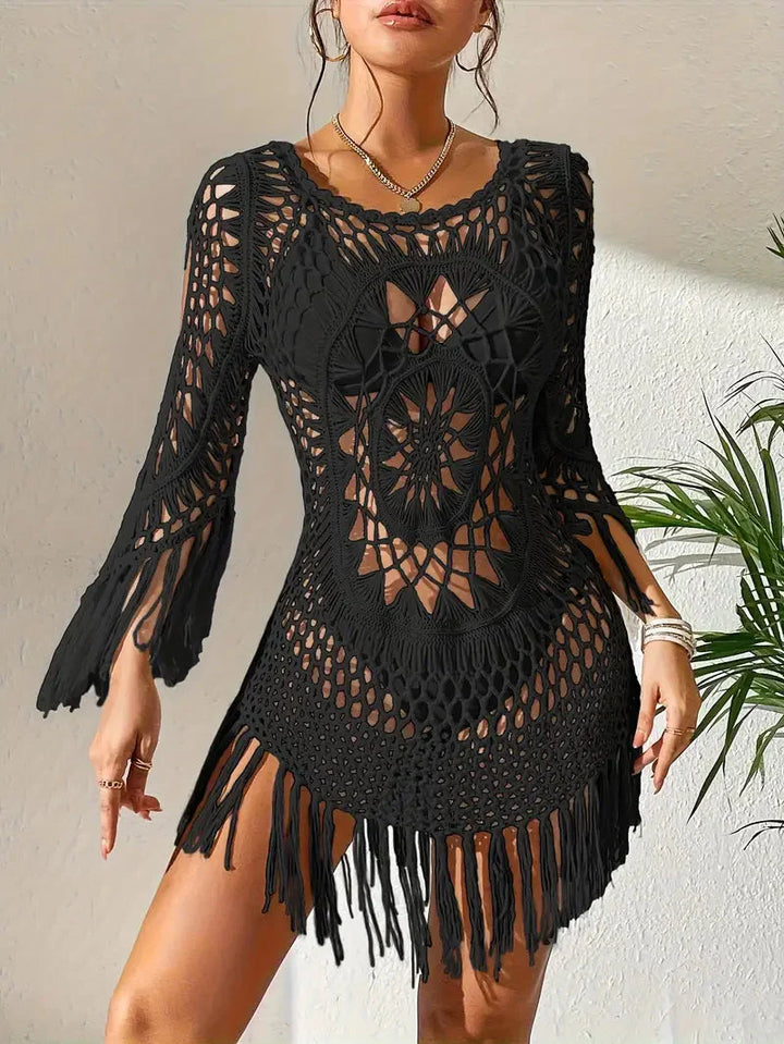 Levoire | Couverture Style Boho Manches Longues Maillot De Bain Tenues De Plage Noir Une taille