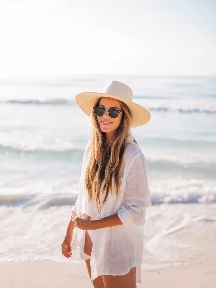 Levoire | Semi-Transparent Long Sleeve Linen Shirt Bikini Robe