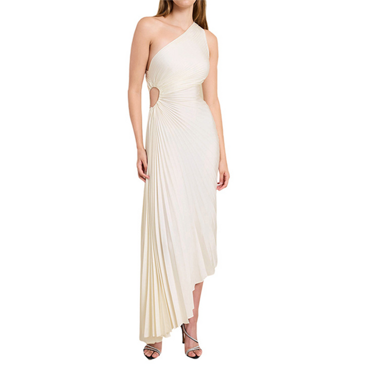 Levoire | Robe Plissée Asymétrique À Une Épaule Crème